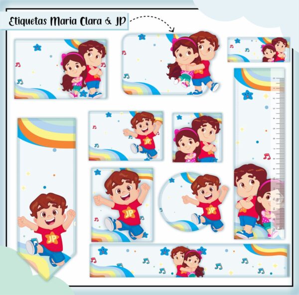 Arquivo de Corte Etiqueta Escolar Maria Clara e JP Menino