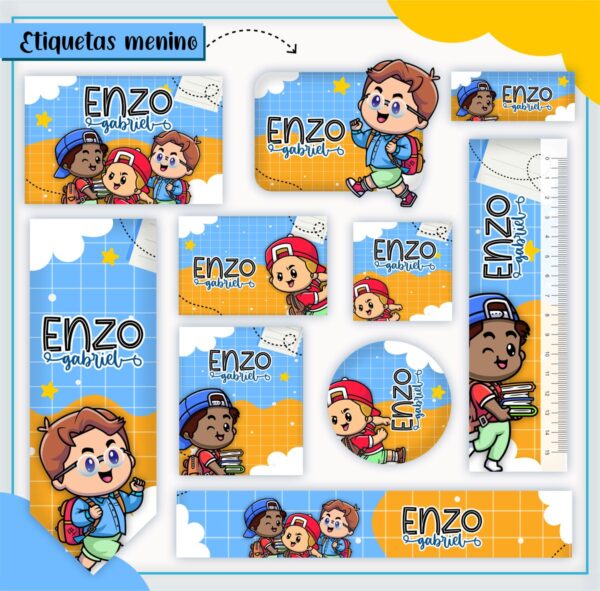 Arquivo de Corte Etiqueta Escolar Menininho