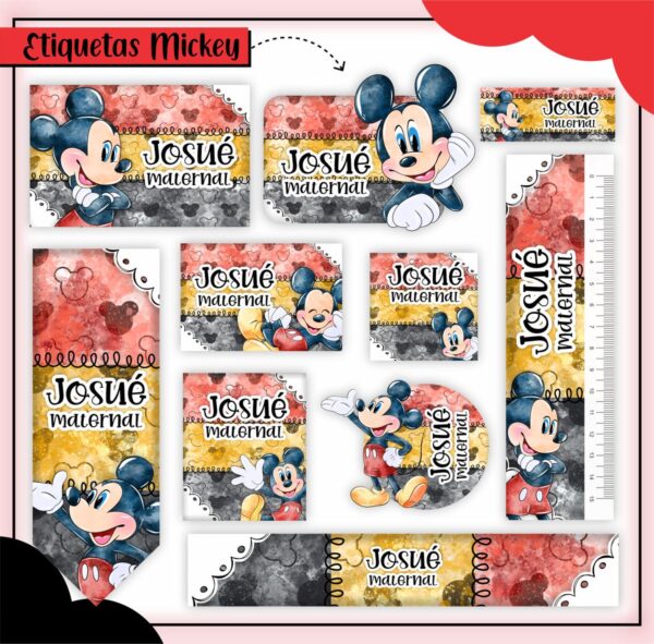Arquivo de Corte Etiqueta Escolar Mickey