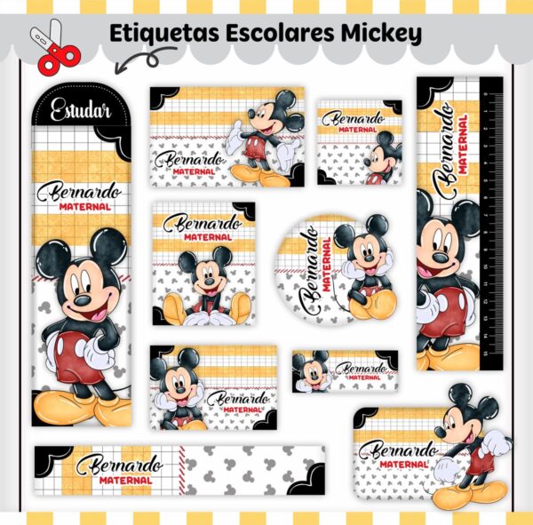 Arquivo de Corte Etiqueta Escolar Mickey V2