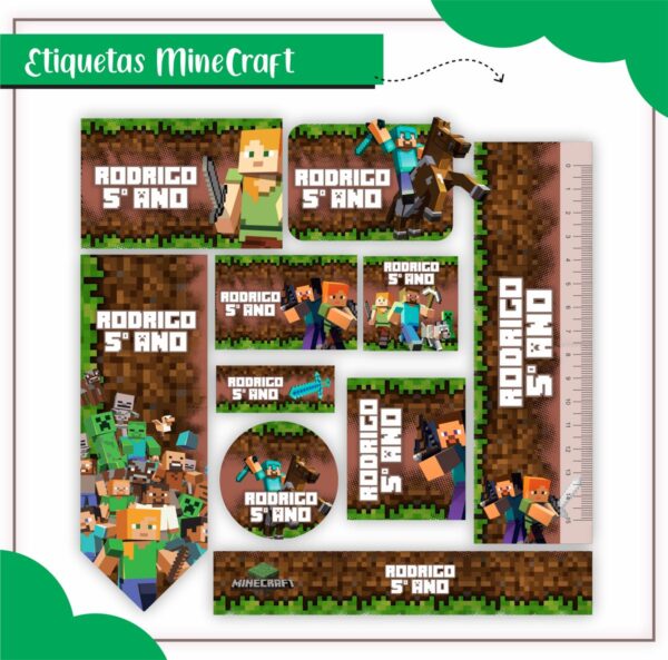 Arquivo de Corte Etiqueta Escolar Minecraft