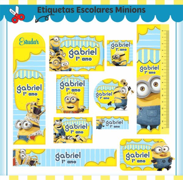 Arquivo de Corte Etiqueta Escolar Minions