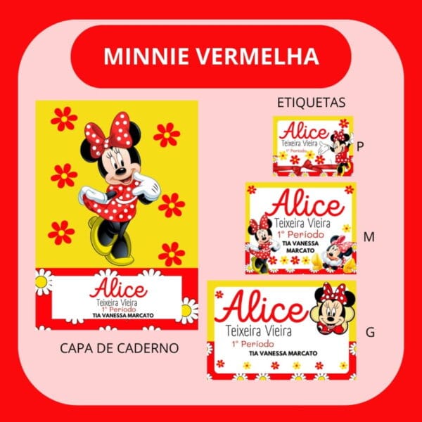 arquivo de corte etiqueta escolar minnie vermelha etiquetas