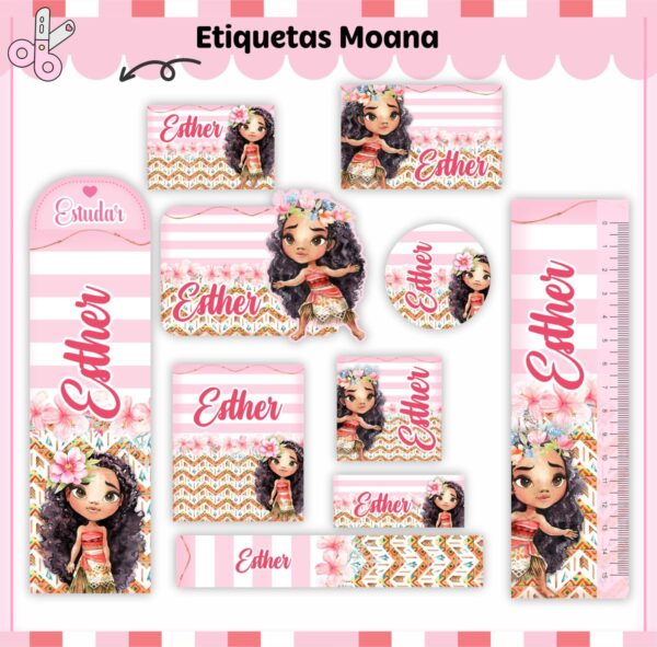 Arquivo de Corte Etiqueta Escolar Moana