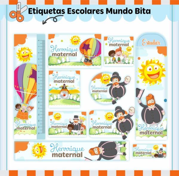 Arquivo de Corte Etiqueta Escolar Mundo Bita