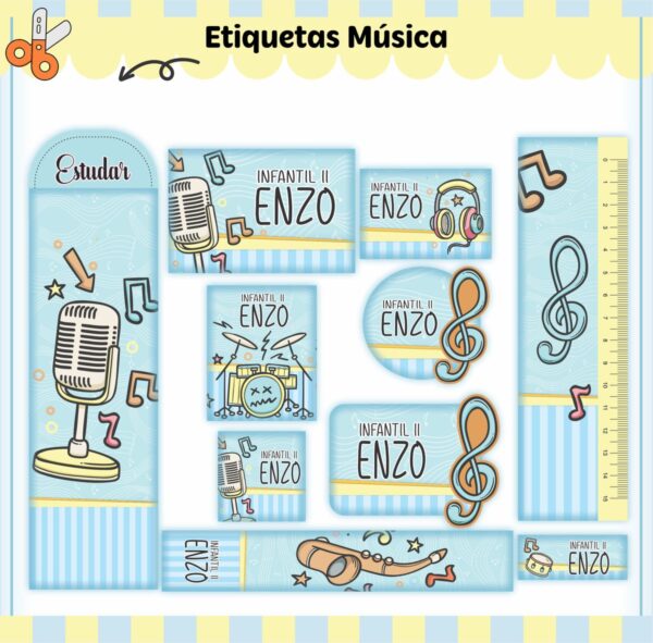 Arquivo de Corte Etiqueta Escolar Música
