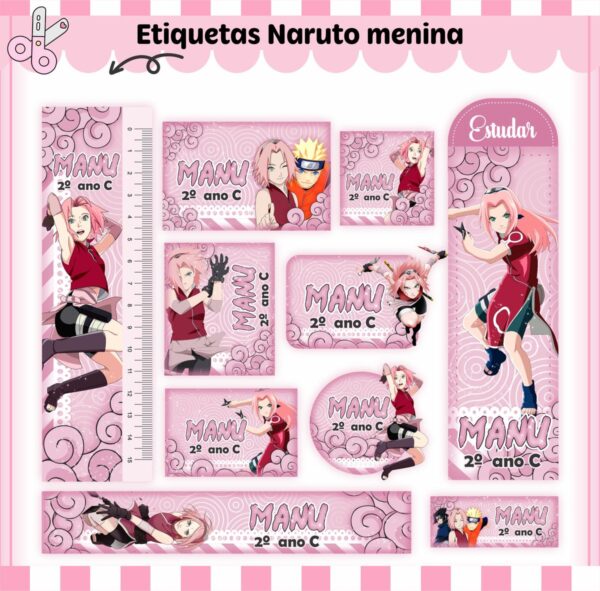 Arquivo de Corte Etiqueta Escolar Naruto Menina