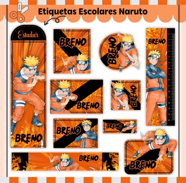 Arquivo de Corte Etiqueta Escolar Naruto V2