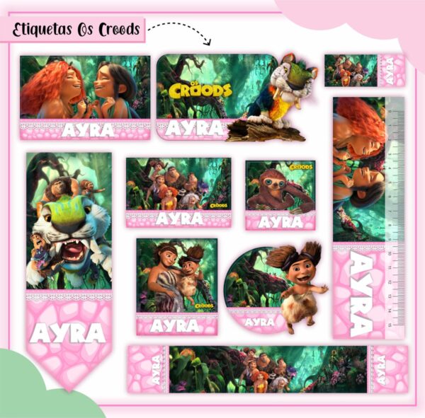 Arquivo de Corte Etiqueta Escolar Os Croods