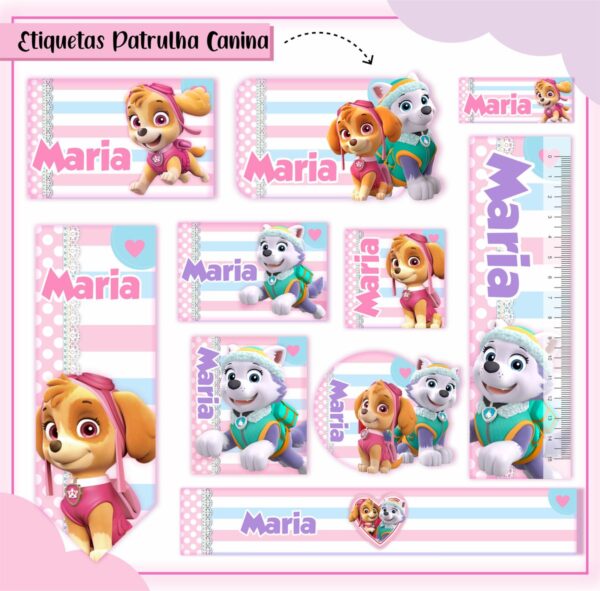 Arquivo de Corte Etiqueta Escolar Patrulha Canina Menina