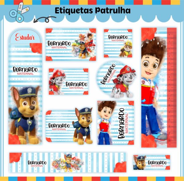 Arquivo de Corte Etiqueta Escolar Patrulha Canina V2