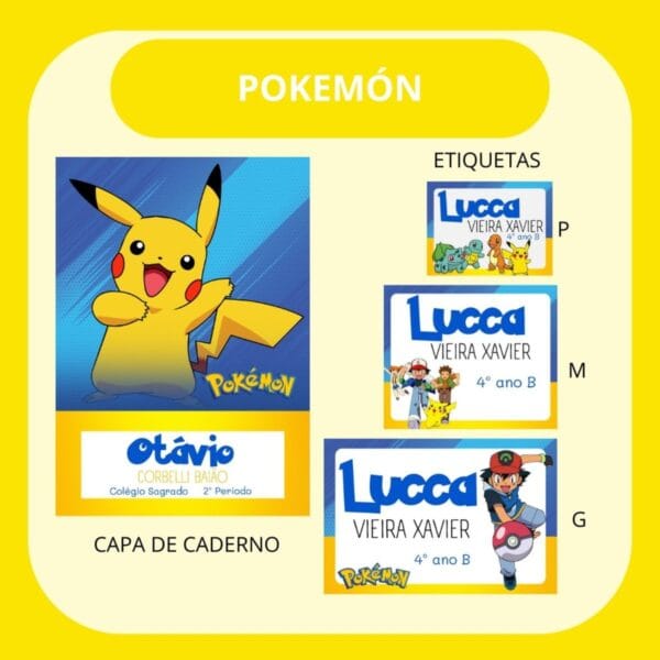 arquivo de corte etiqueta escolar pokemon etiquetas escolar