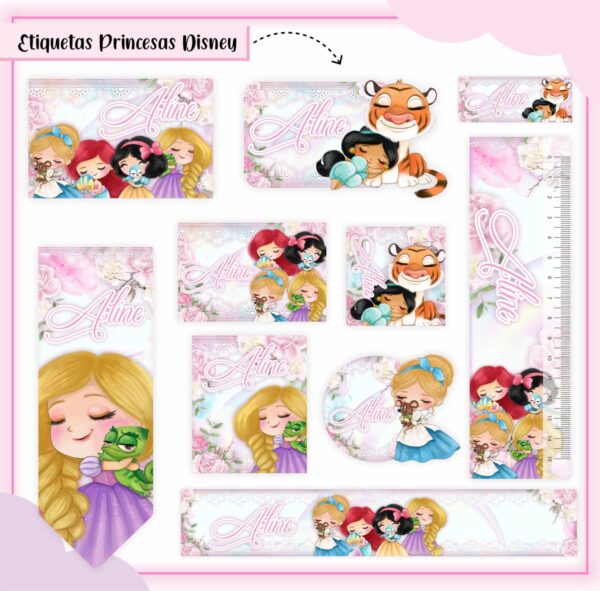 Arquivo de Corte Etiqueta Escolar Princesa Cute