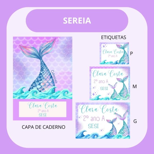 arquivo de corte etiqueta escolar sereia etiquetas escolar