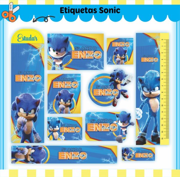 Arquivo de Corte Etiqueta Escolar Sonic V2