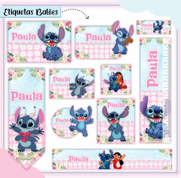 Arquivo de Corte Etiqueta Escolar Stitch