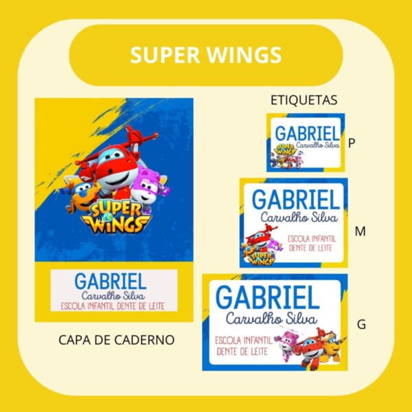 arquivo de corte etiqueta escolar superwhings pack etiquetas escolar