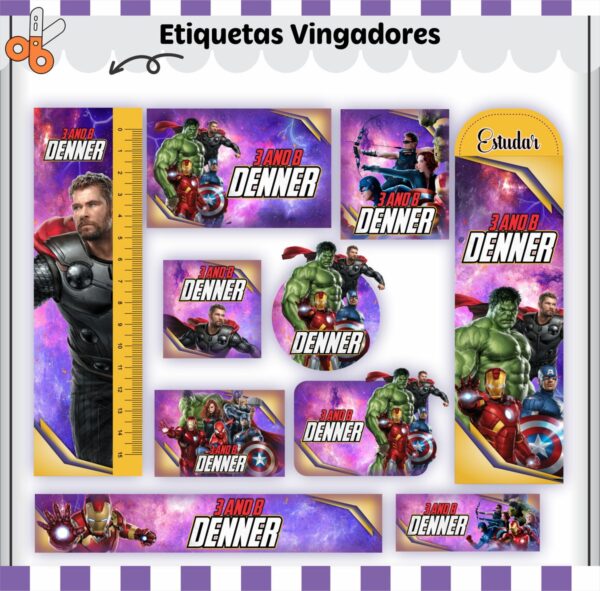 Arquivo de Corte Etiqueta Escolar Vingadores V2