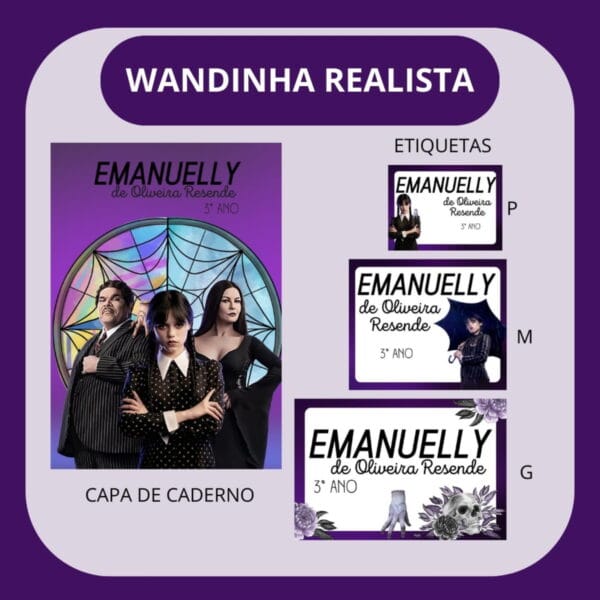 arquivo de corte etiqueta escolar wandinha realista etiquetas escolar