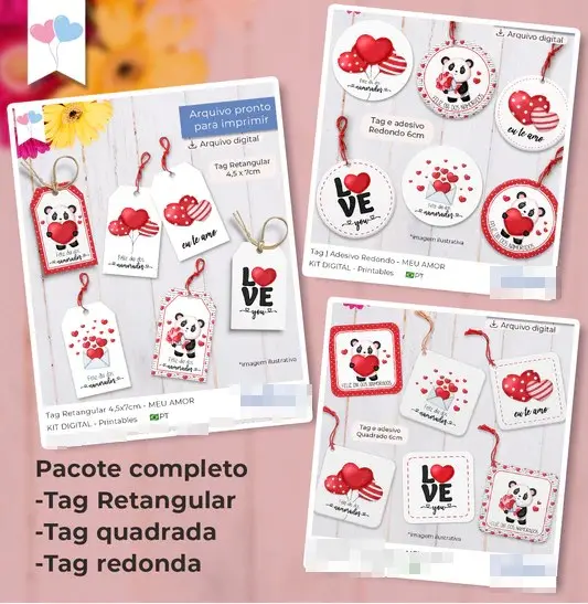 Arquivo de Corte Romântico - Tags e Adesivos em PNG