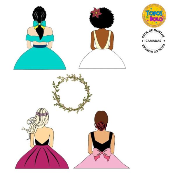 arquivo de corte topo de bolo mulheres de costas topo de bolo 1