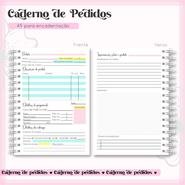 Arquivo Digital Caderno de Pedidos Menina - Imagem 2