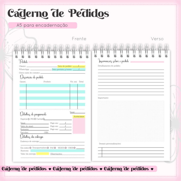 Arquivo Digital Caderno de Pedidos Menina - Imagem 3