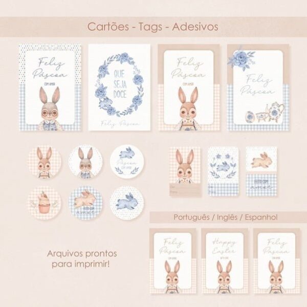 Arquivo Digital Páscoa Aquarelada Ilustrações Scrapbook Png