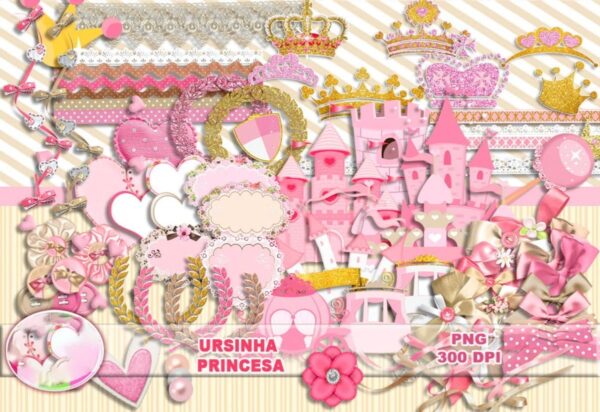 Arquivo Digital Ursinha Princesa Rosa Fofinha Cute Em Png