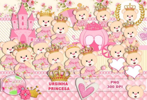 Arquivo Digital Ursinha Princesa Rosa Fofinha Cute Em Png