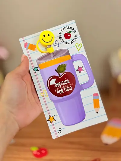 Arquivo Sublimação Card e Copo Presente Docentes