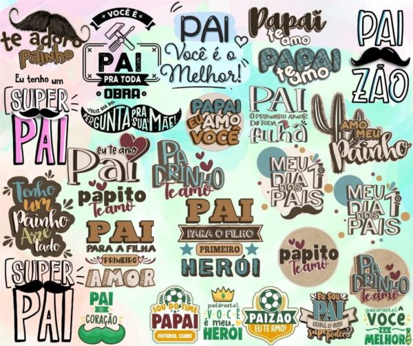 Arquivos Digitais Dia Dos Pais Lettering Frases Pai Herói