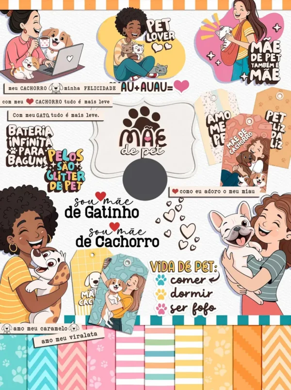 Arquivos em PNG para Amantes de Pets - Dia das Mães