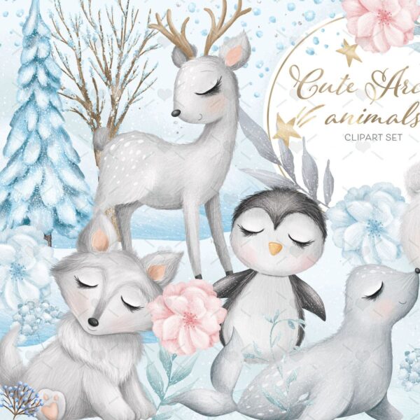 Arquivos Png Animais Fofos Do Artico Aquarelado Bebes Cute 6