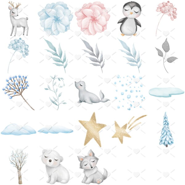 Arquivos Png Animais Fofos do Ártico Aquarelado Bebês Cute
