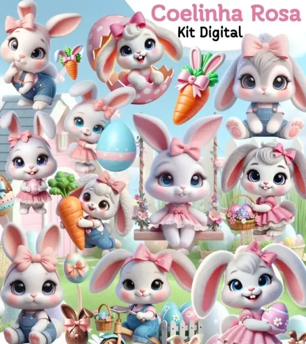 Arquivos Png Coelhinha Rosa Encantadora Para Craft Digital 2