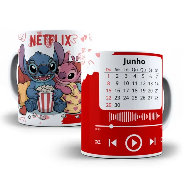 Arquivos PNG Stitch para Sublimação em Canecas Românticas