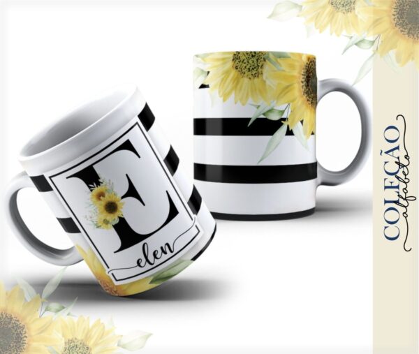 arte caneca alfabeto girassol arquivo digital arte caneca alfabeto girassol