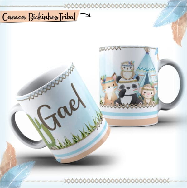 arte caneca bichinhos tribal arquivo digital presente