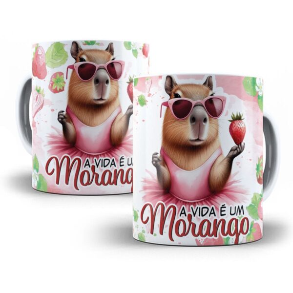 Arte Caneca Capivara A Vida é um Morango Atolado no Cool