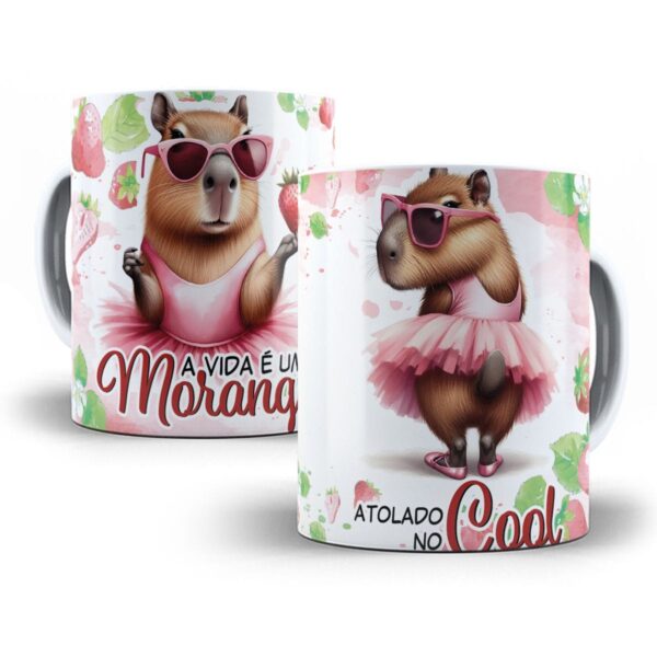 Arte Caneca Capivara A Vida é um Morango Atolado no Cool