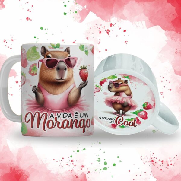 Arte Caneca Capivara A Vida é um Morango Atolado no Cool