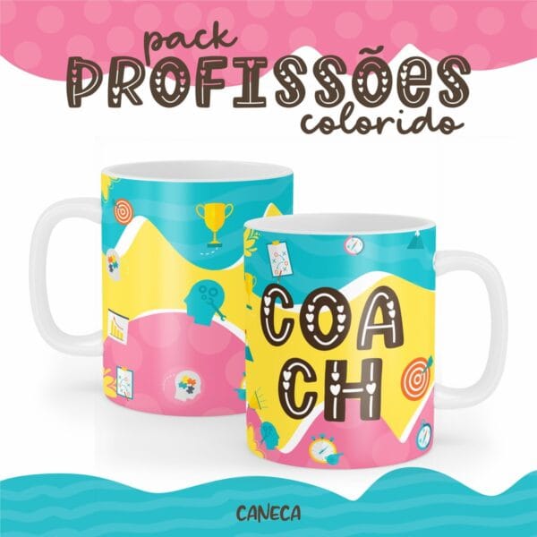 arte caneca colorido coach arquivo digital arquivo digital