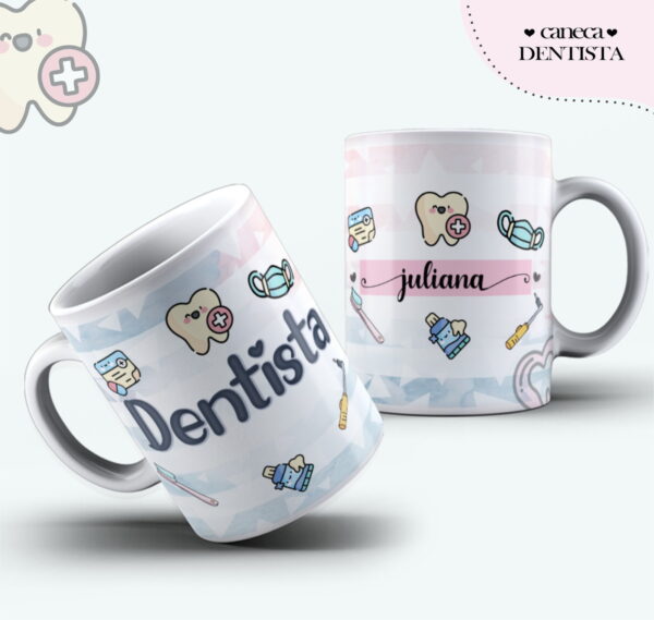 arte caneca dentista feminina arquivo digital presente