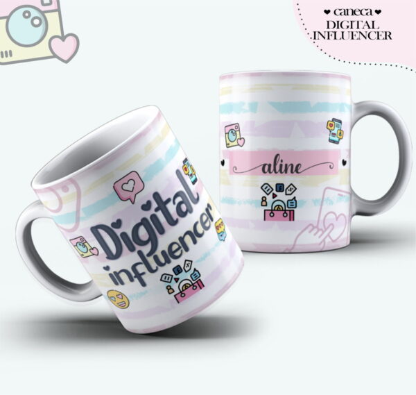 arte caneca digital influencer feminina arquivo digital papel e scrapbook