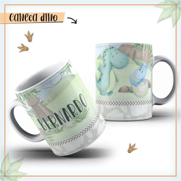 arte caneca dino arquivo digital design