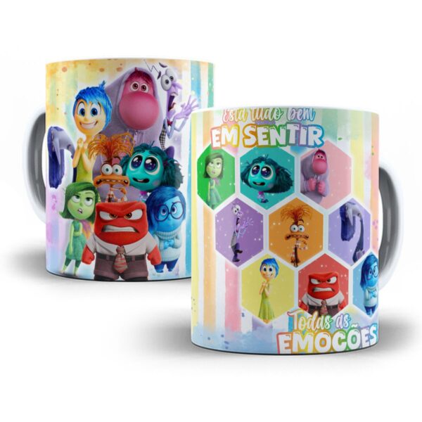 Arte Caneca Divertida-Mente Emoções Coloridas Arquivo Jpg