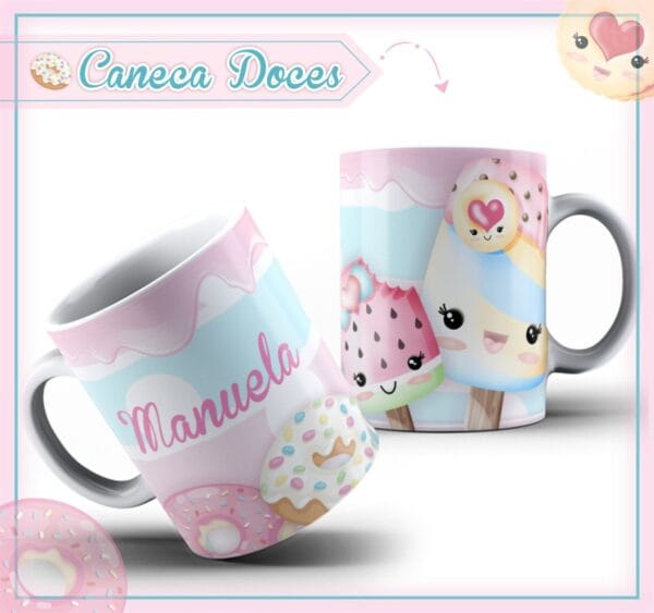 arte caneca doces arquivo digital papelaria personalizada