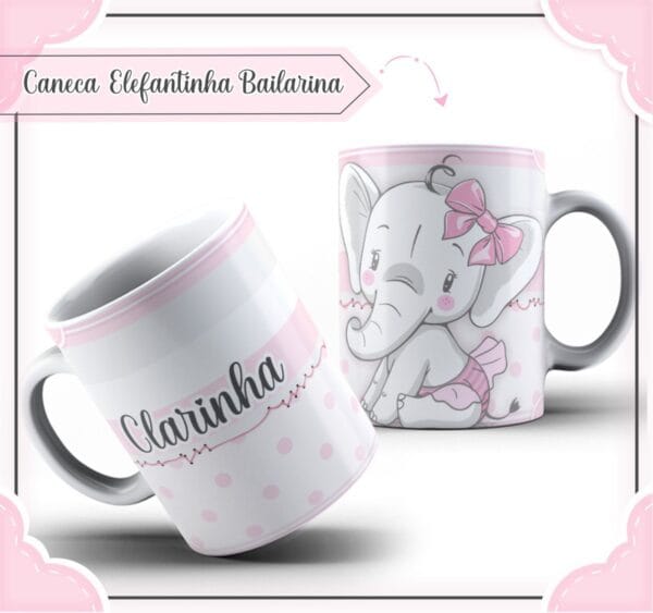 arte caneca elefantinha bailarina arquivo digital subimacao