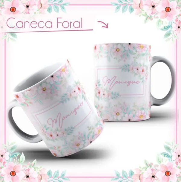 Arte Caneca Floral #1 - Arquivo Digital